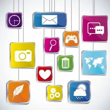 Illustration of icons of tablet apps, apps market, vector illustration Stock Illustration