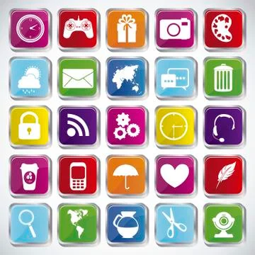 Illustration of icons of tablet apps, apps market, vector illustration Stock Illustration