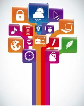Illustration of icons of tablet apps, apps market, vector illustration Stock Illustration