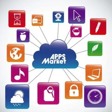 Illustration of icons of tablet apps, apps market, vector illustration イラスト素材