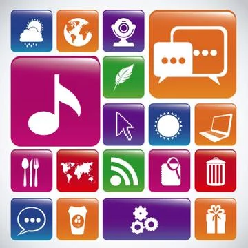Illustration of icons of tablet apps, apps market, vector illustration Stockillustratie