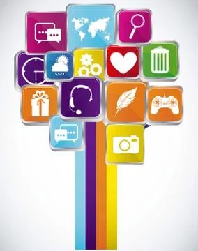 Illustration of icons of tablet apps, apps market, vector illustration Stock Illustration