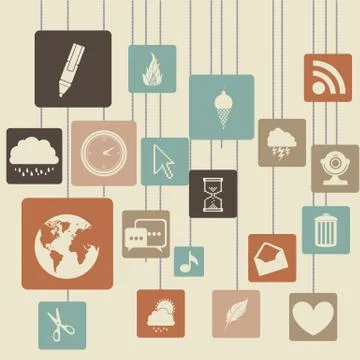 Illustration of icons of tablet apps, apps market, vector illustration Illustrazione stock