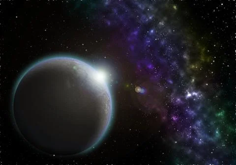 Illustration of a icy planet in outer space Stock Illustration