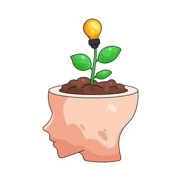Illustration of idea growing in the head Ilustração Stock