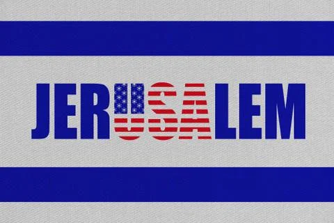 Illustration of idea to move US embassy to Jerusalem, new capital of Israel. Stock Illustration