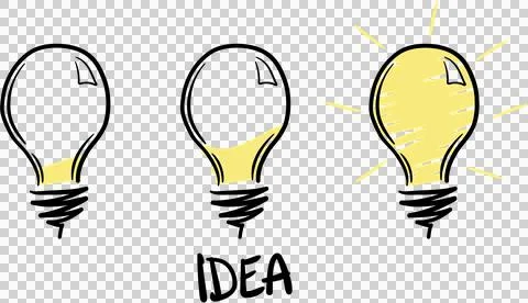 Illustration of idea text with light bulbs Stock Photos