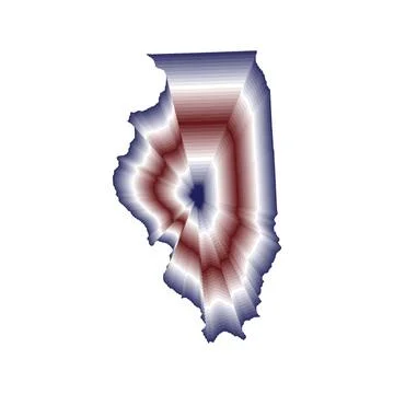 Illustration of the Illinois State map with red, blue and white color gradien Stock Illustration