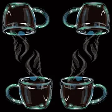 Illustration image pattern of glass cups with a hot drink Stock Illustration