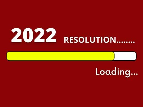 Illustration of image yellow loading bar of year 2022 resolution with red Stock Photos