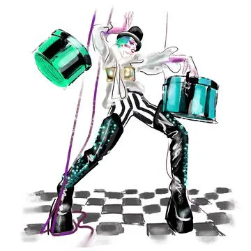 Illustration of imaginary posing grotesque model Illustrazione stock