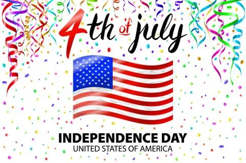 Illustration of Independence Day Vector Poster. 4th of July Lettering. Americ Stock Illustration