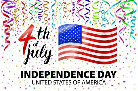 Illustration of Independence Day Vector Poster. 4th of July Lettering. Americ Stock Illustration