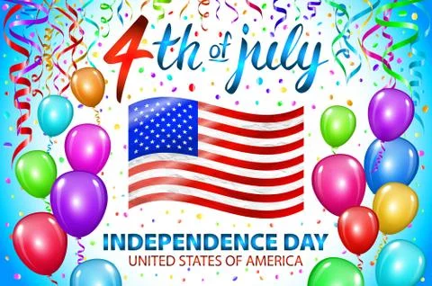 Illustration of Independence Day Vector Poster. 4th of July Lettering. Americ Stock Illustration