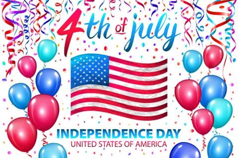 Illustration of Independence Day Vector Poster. 4th of July Lettering. Americ Stock Illustration