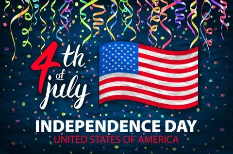 Illustration of Independence Day Vector Poster. 4th of July Lettering. Americ Stock Illustration