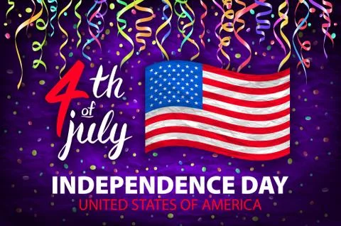 Illustration of Independence Day Vector Poster. 4th of July Lettering. Americ Stock Illustration