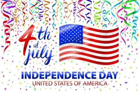 Illustration of Independence Day Vector Poster. 4th of July Lettering. Americ Stock Illustration
