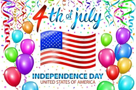 Illustration of Independence Day Vector Poster. 4th of July Lettering. Americ Stock Illustration