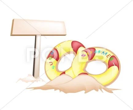 Illustration of Inflatable Ring and Wooden Placard Stock Illustration