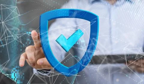 Illustration of Information technology protected with a firewall Foto stock