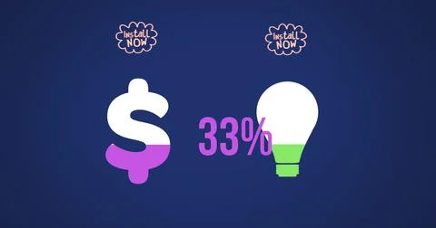Illustration of install now text in clouds with 33 percentage over dollar sign イラスト素材