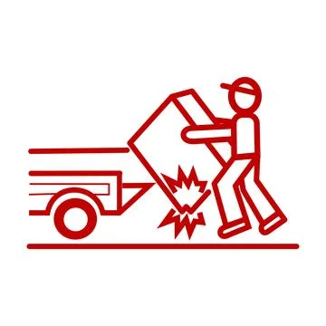 Illustration of instructions for unloading goods through the back of a truck 스톡 일러스트