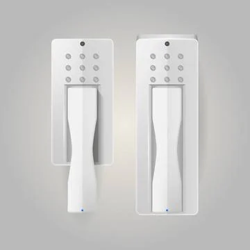 Illustration of intercoms Two white intercoms with blue indicator light. I... 写真素材