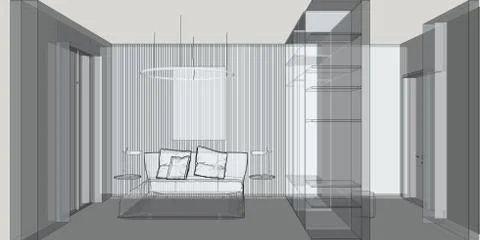 Illustration of interior. Stock Illustration