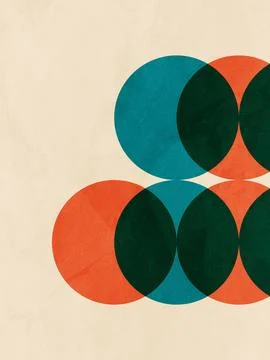 Illustration of interlocking circles of various colors Stock Illustration