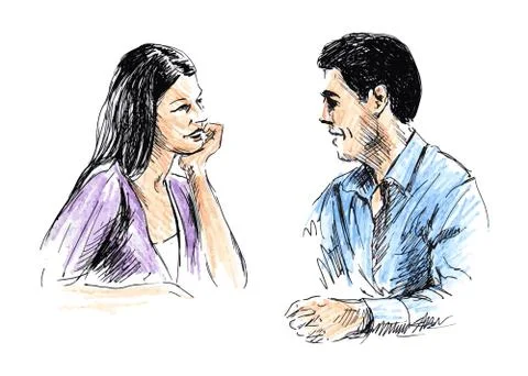 Illustration interview women and men Stock Illustration