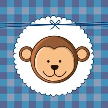 Illustration of  invitation with a cute monkey. vector illustration 스톡 일러스트