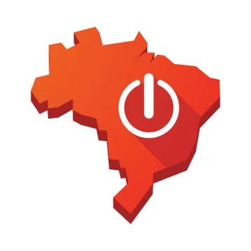 Illustration of an isolated Brazil map with an off button Illustrazione stock