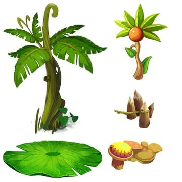 Illustration: Isolated Natural Elements Set 5 - Game Assets Design Illustrazione stock