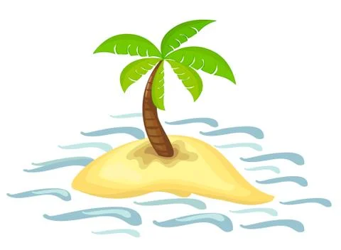 Illustration of isolated palm tree on desert island Illustrazione stock