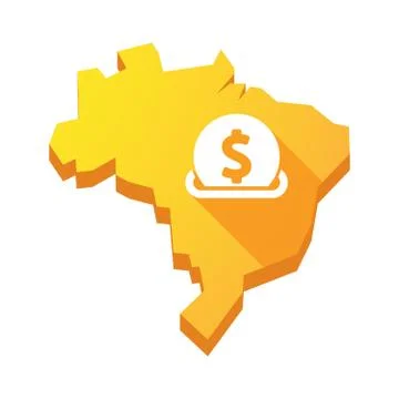 Illustration of an isolated vector Brazil map with  a dollar coin entering in Stock Illustration