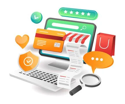 Illustration isometric concept  security of online shopping transactions in t Stock Illustration