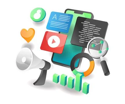 Illustration isometric concept. web developer layout campaign Stock Illustration