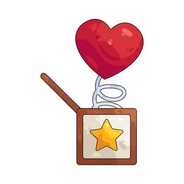Illustration of jack-in-the-box with heart Stock Illustration