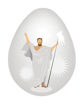 An Illustration of Jesus Christ Painted on Easter Egg Illustrazione stock