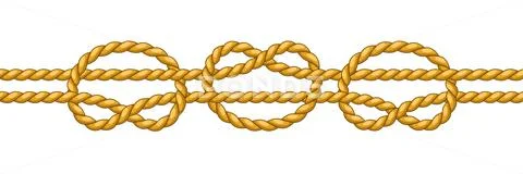 Illustration of jute rope knots. Nautical, fishing and decorative nodes.:  Royalty Free #230664950