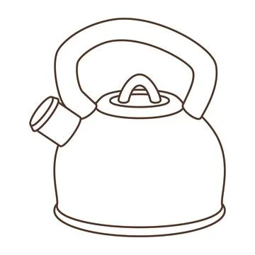 Illustration of kettle. Stylized kitchen and restaurant utensil. Illustration