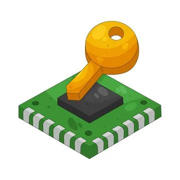 Illustration of key on a computer chip Stock Illustration