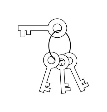Illustration of a keychain with multiple keys, symbolizing access control, se Illustration