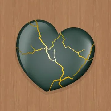 Illustration of kintsugi heart Stock Illustration