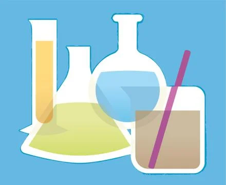 Illustration of laboratory test tubes over plain background. Stock Illustration