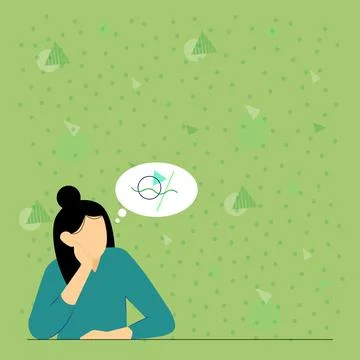 Illustration Of Lady Thinking Deeply Alone For New Amazing Tactical Ideas. Girl 스톡 일러스트