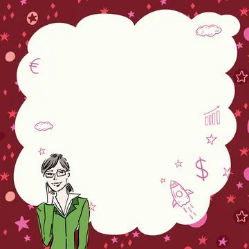 Illustration Of Lady Thinking Deeply Alone For New Amazing Tactical Ideas. Girl Illustrazione stock
