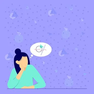Illustration Of Lady Thinking Deeply Alone For New Amazing Tactical Ideas. Girl イラスト素材