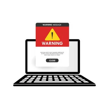 Illustration laptop with flat design warning pop up Stock Illustration